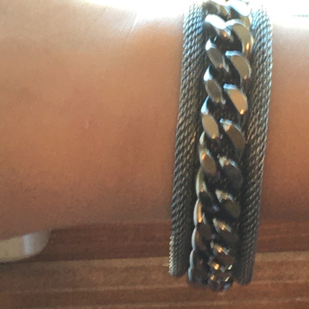 Jcrew Stainless Steel Mesh and Chain Bracelet